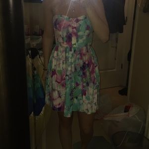 Strapless floral dress